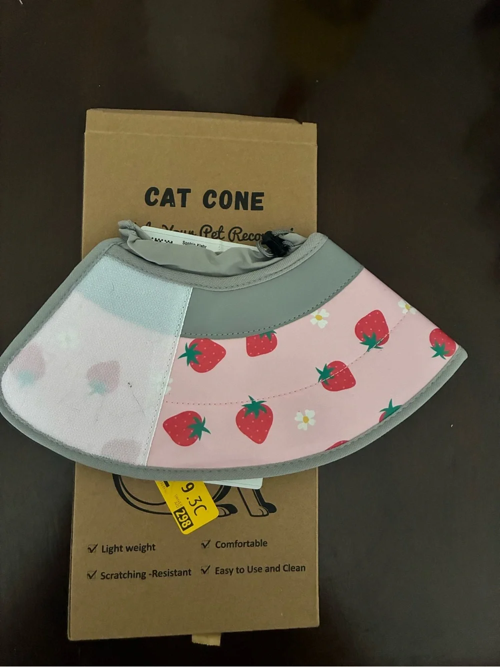 Soft Protective Cone Collar Strawberry Print Pink - Never Used
